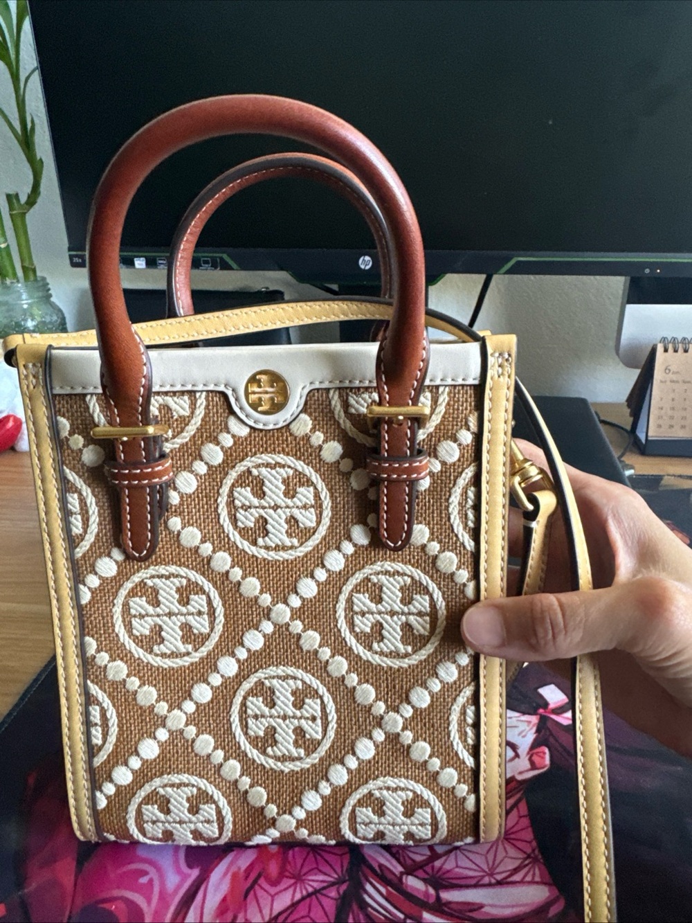 Tory Burch Brown and Cream Tote Bag